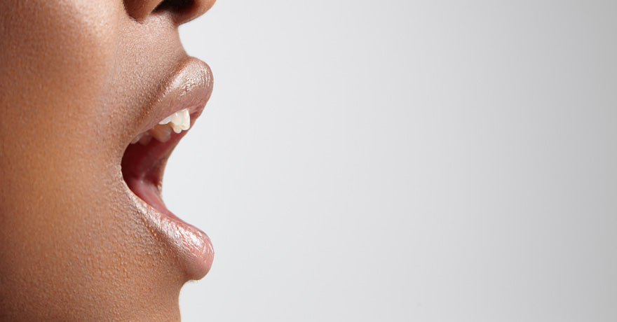 Woman with mouth open