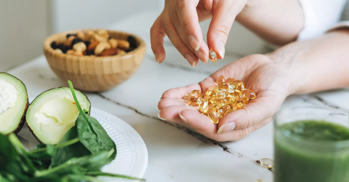 hand holding supplements