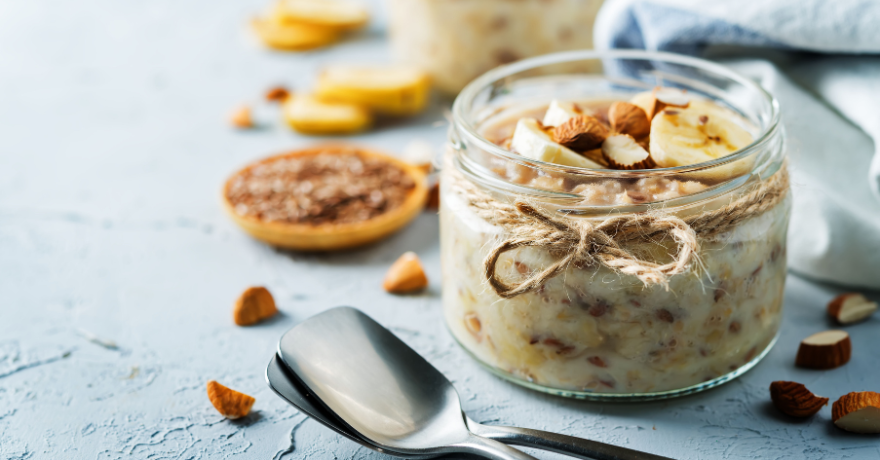 jar of banana overnight oats 